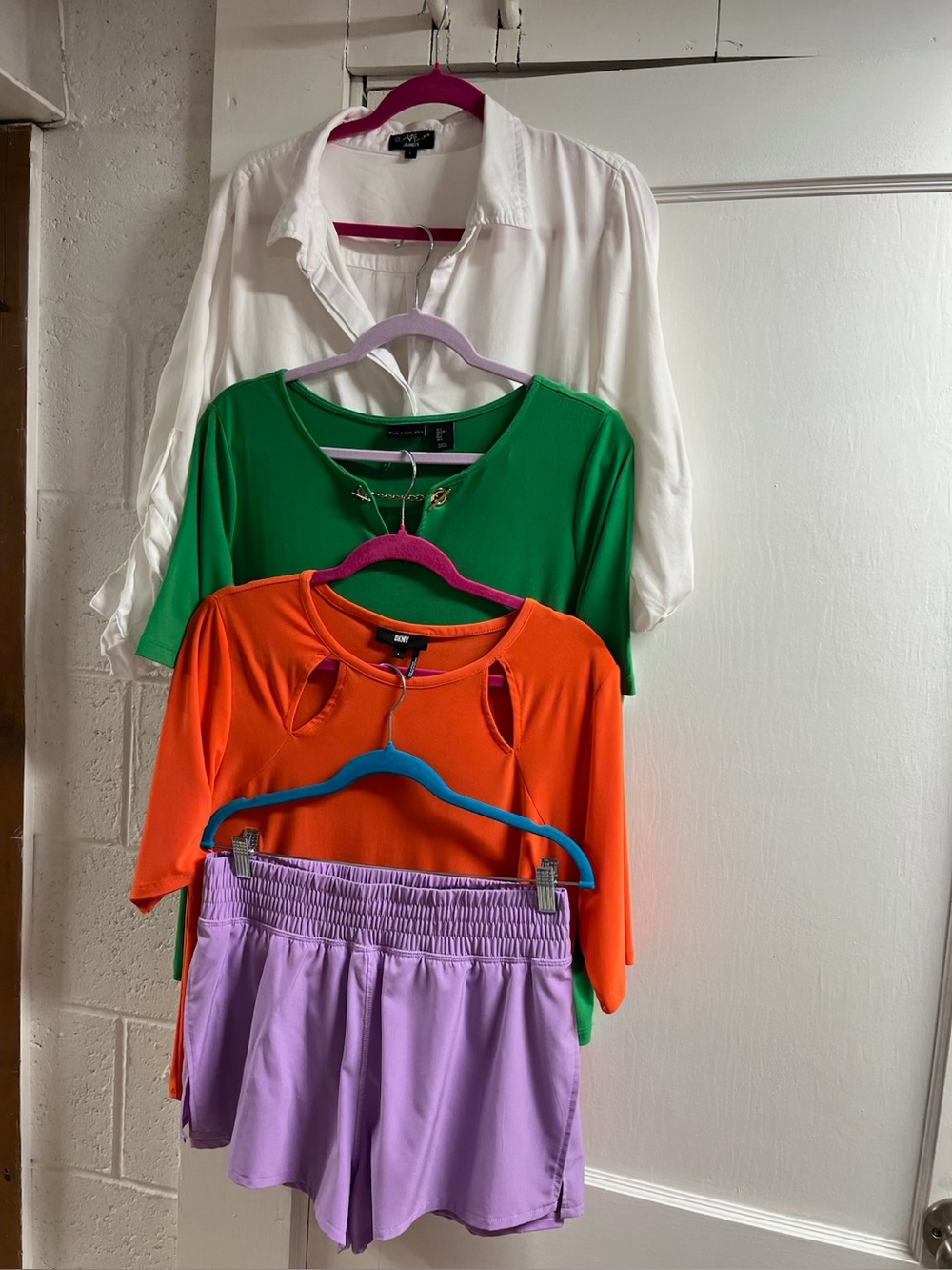 Colorful Mixed bundle of 4! Tops/shorts - Green, Orange, White